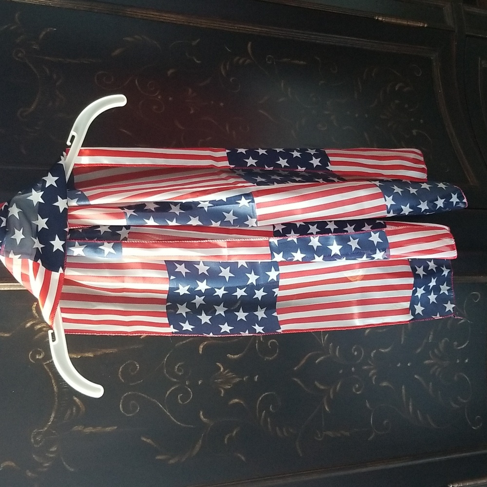 Red White and Blue Sheer US Flag Print Long Scarf